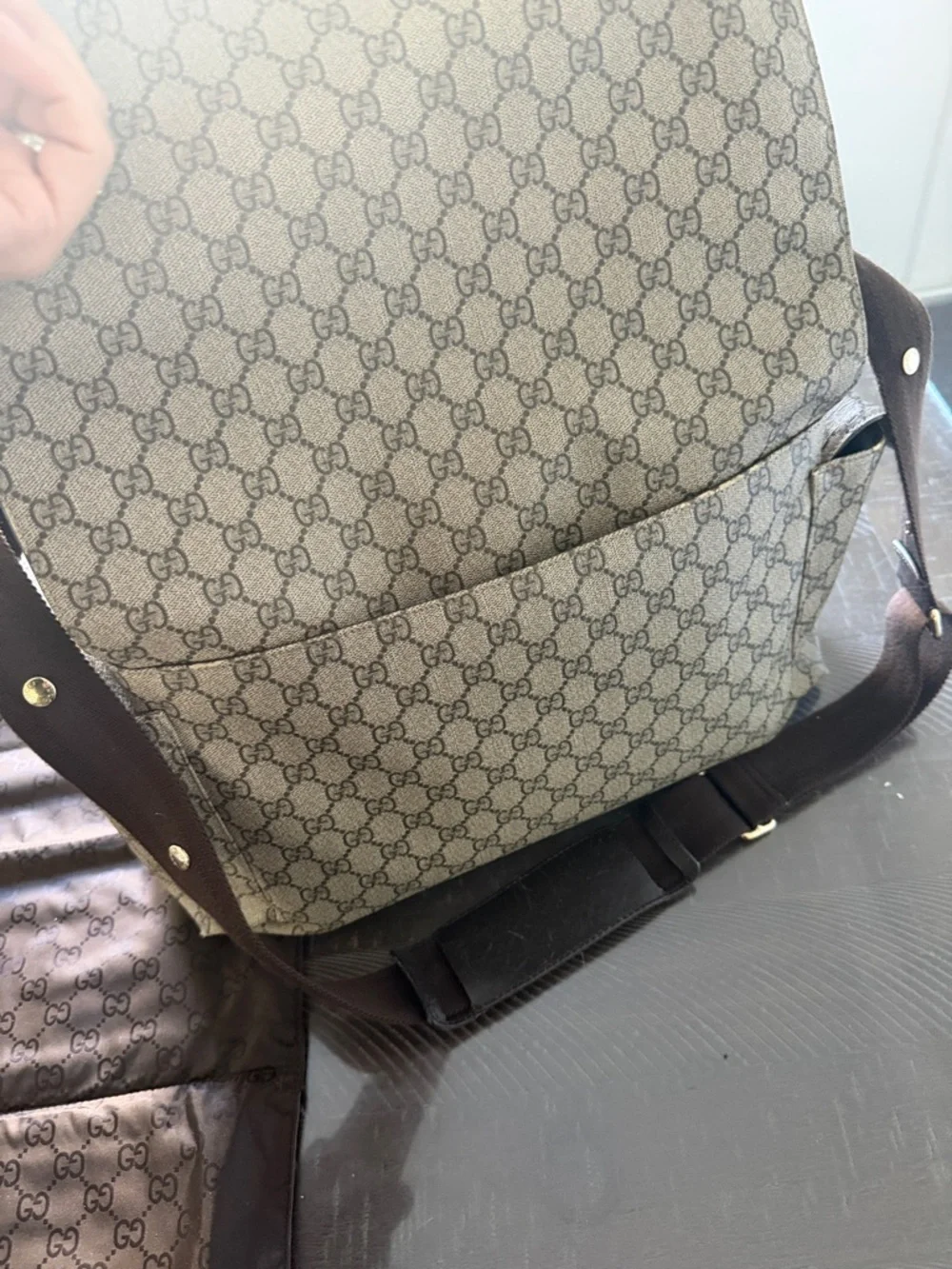 Gucci Brown Monogram Canvas Messenger Bag